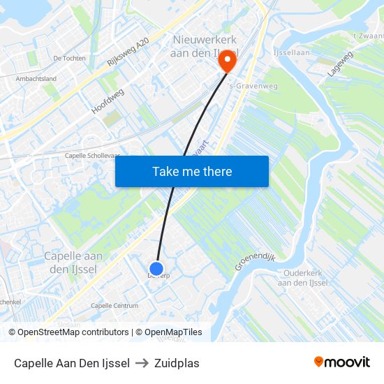 Capelle Aan Den Ijssel to Zuidplas map