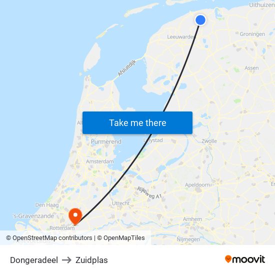 Dongeradeel to Zuidplas map