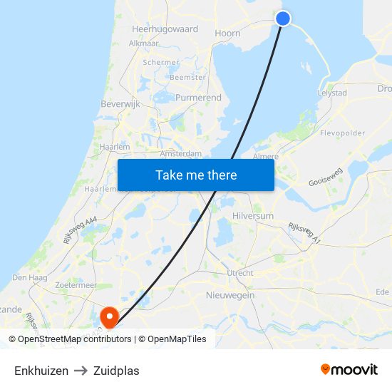 Enkhuizen to Zuidplas map