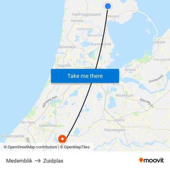 Medemblik to Zuidplas map