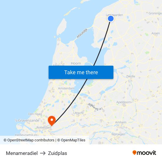 Menameradiel to Zuidplas map