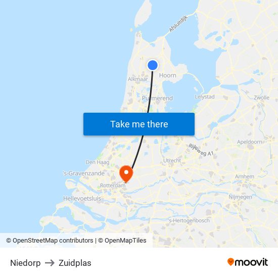 Niedorp to Zuidplas map