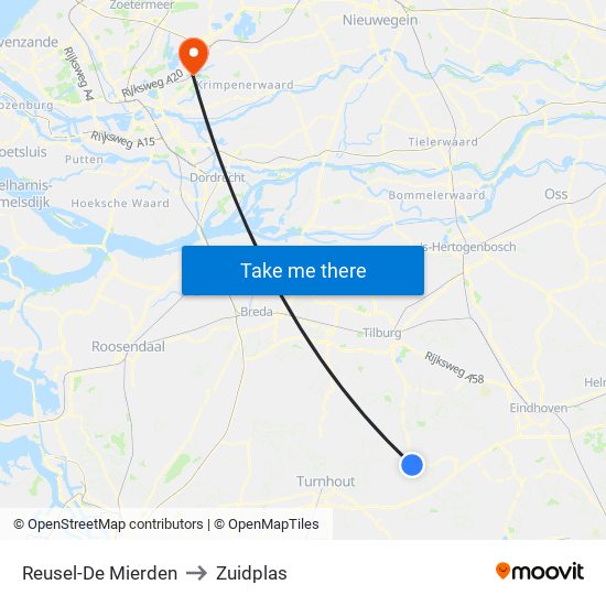 Reusel-De Mierden to Zuidplas map