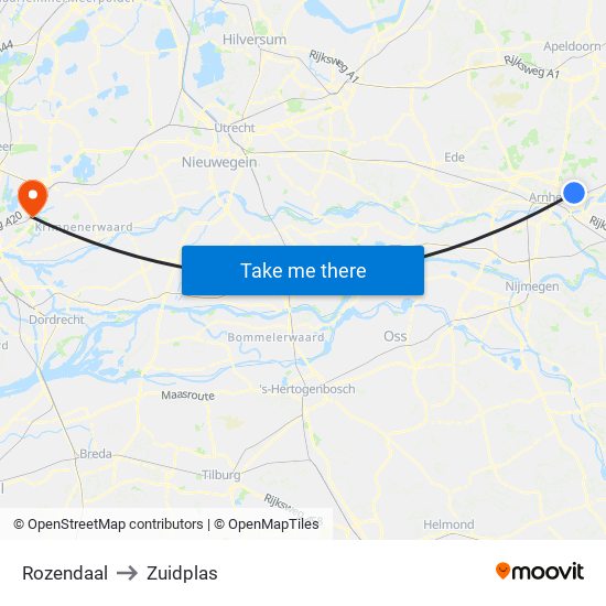 Rozendaal to Zuidplas map