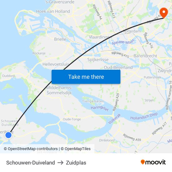 Schouwen-Duiveland to Zuidplas map