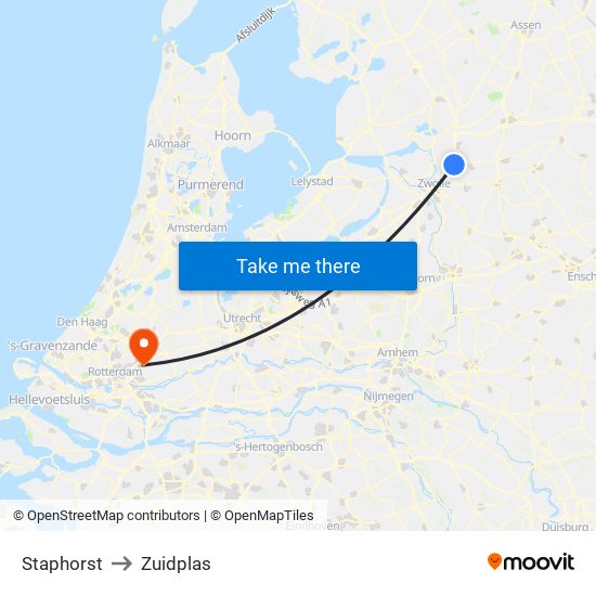 Staphorst to Zuidplas map