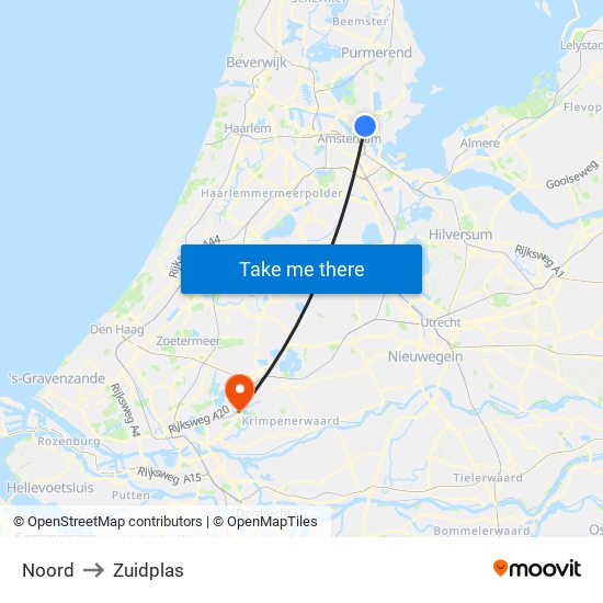 Noord to Zuidplas map