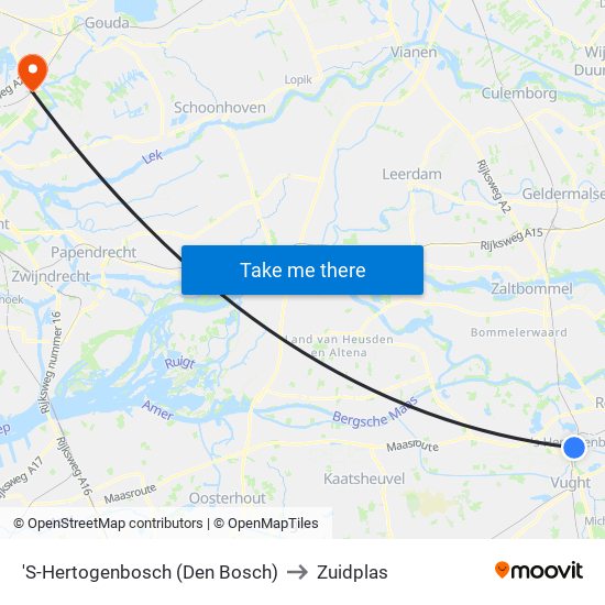 'S-Hertogenbosch (Den Bosch) to Zuidplas map