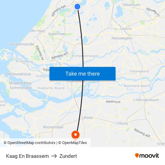 Kaag En Braassem to Zundert map