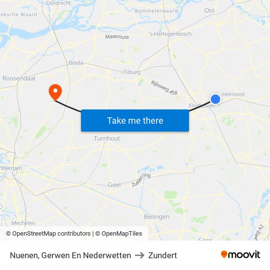 Nuenen, Gerwen En Nederwetten to Zundert map