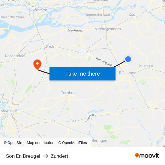 Son En Breugel to Zundert map