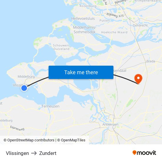 Vlissingen to Zundert map