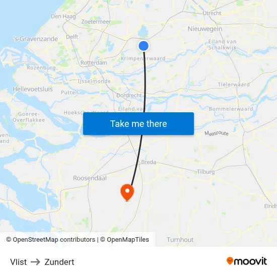 Vlist to Zundert map