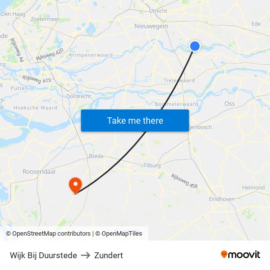 Wijk Bij Duurstede to Zundert map