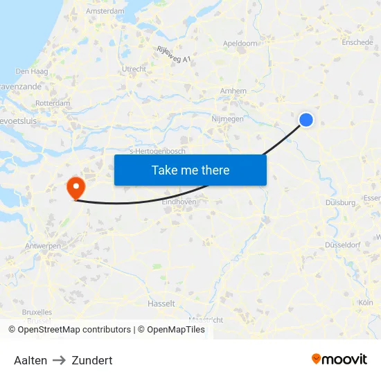 Aalten to Zundert map