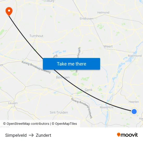 Simpelveld to Zundert map