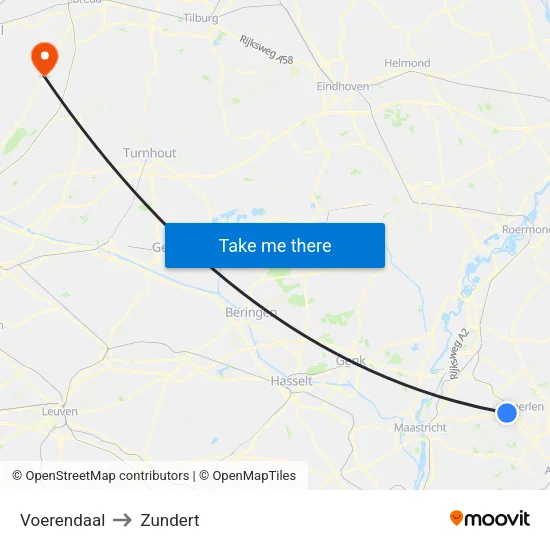 Voerendaal to Zundert map