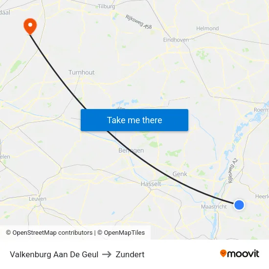 Valkenburg Aan De Geul to Zundert map