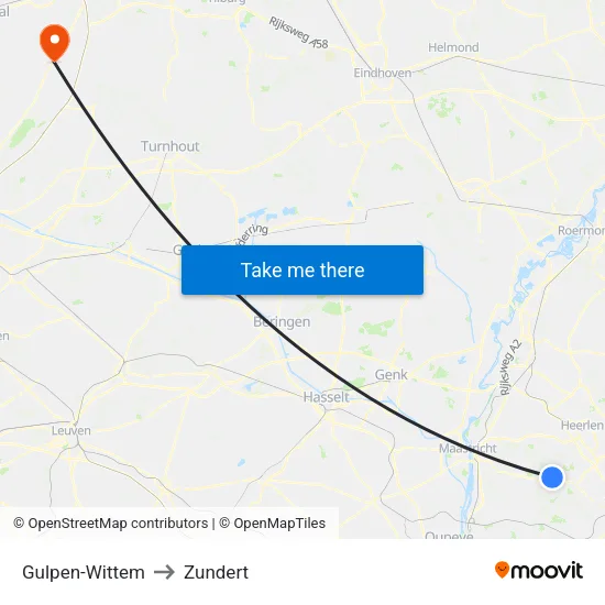 Gulpen-Wittem to Zundert map