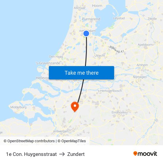 1e Con. Huygensstraat to Zundert map