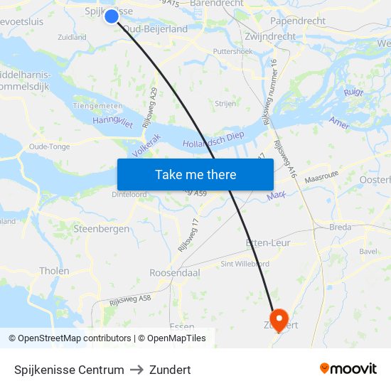 Spijkenisse Centrum to Zundert map
