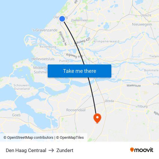 Den Haag Centraal to Zundert map