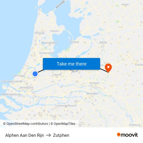 Alphen Aan Den Rijn to Zutphen map