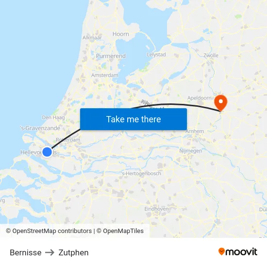 Bernisse to Zutphen map