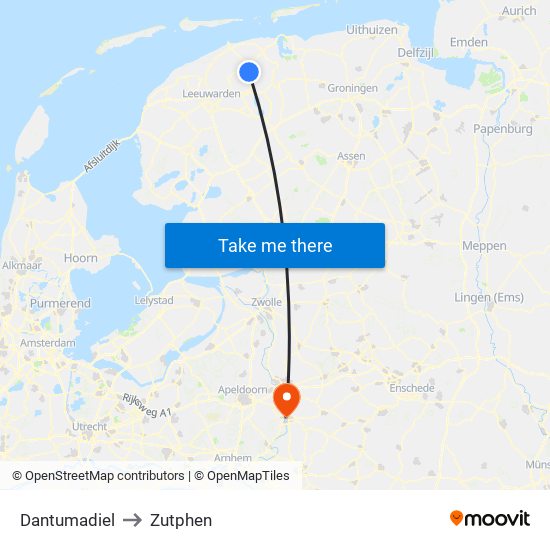 Dantumadiel to Zutphen map