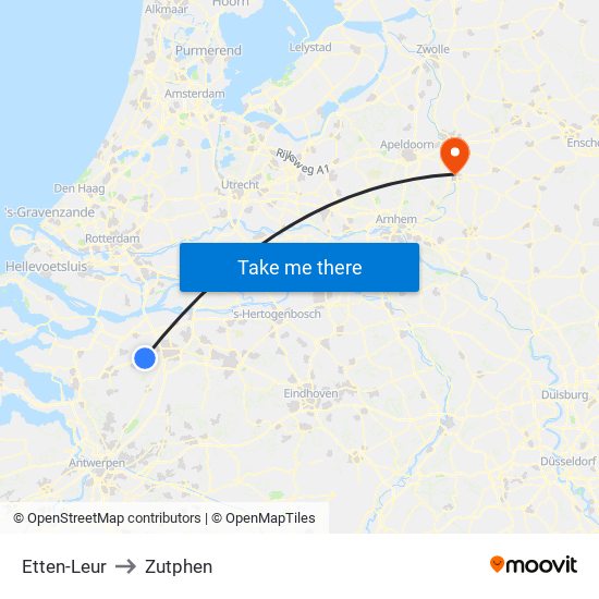 Etten-Leur to Zutphen map