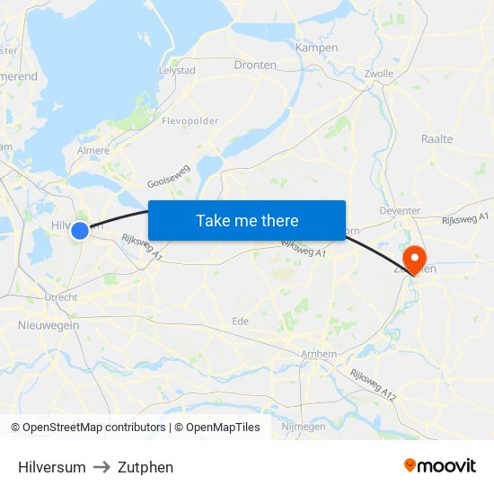 Hilversum to Zutphen map