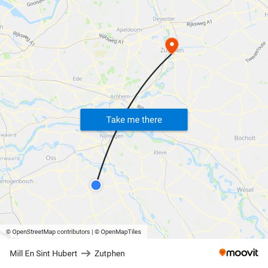 Mill En Sint Hubert to Zutphen map