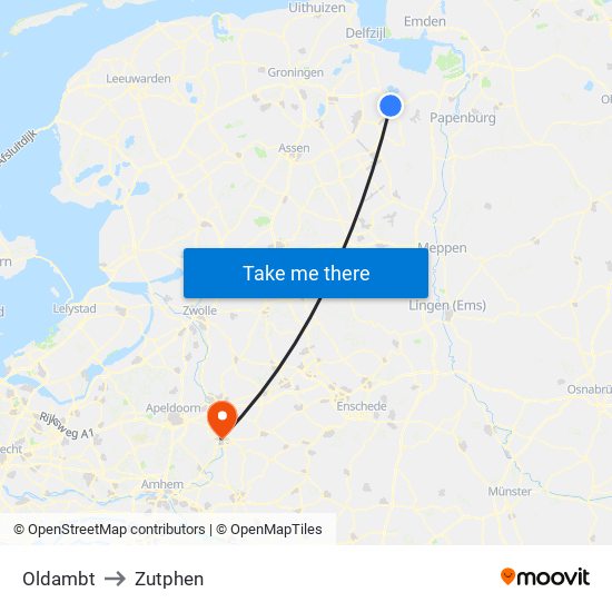 Oldambt to Zutphen map