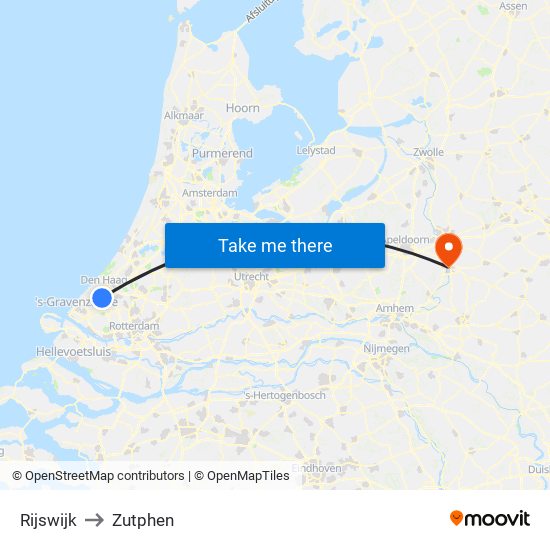 Rijswijk to Zutphen map
