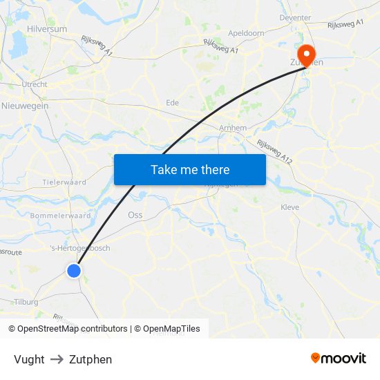 Vught to Zutphen map