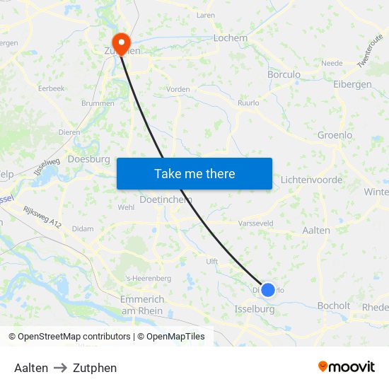 Aalten to Zutphen map
