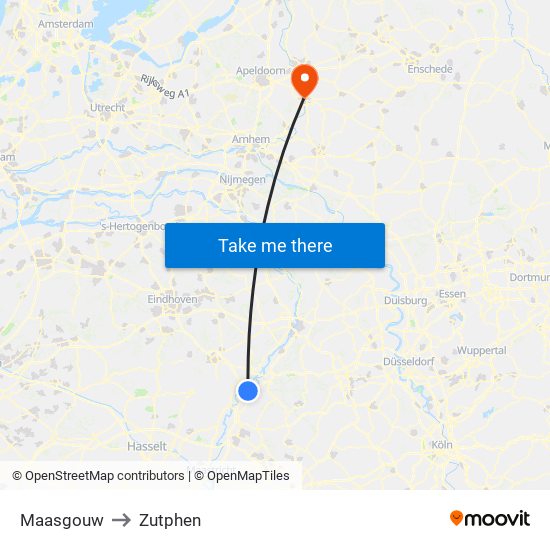 Maasgouw to Zutphen map