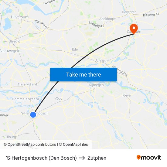 'S-Hertogenbosch (Den Bosch) to Zutphen map