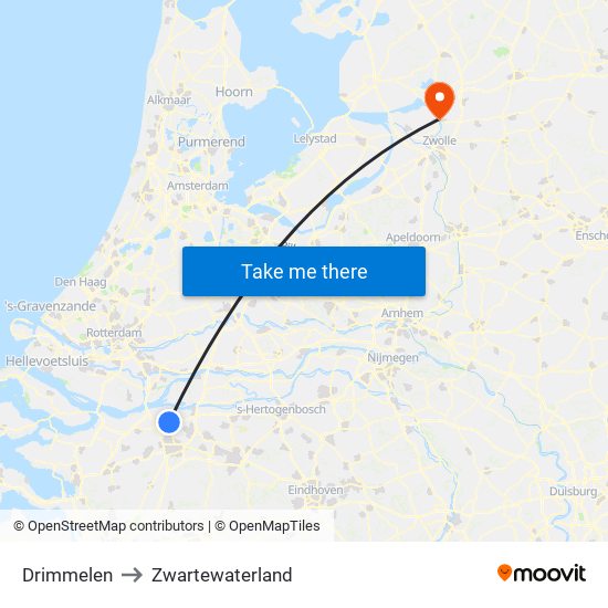 Drimmelen to Zwartewaterland map