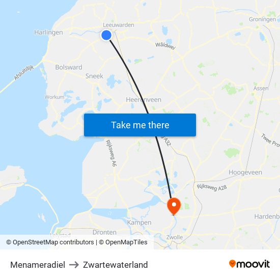 Menameradiel to Zwartewaterland map