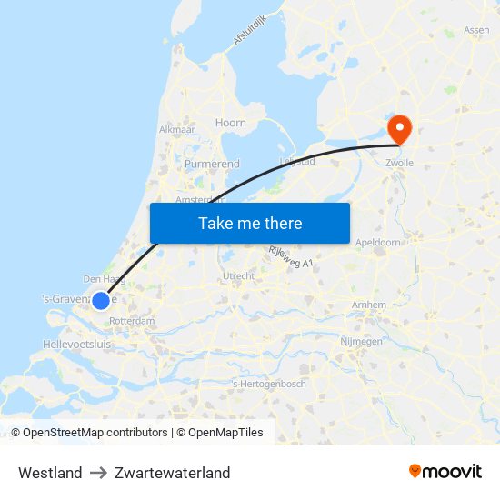 Westland to Zwartewaterland map