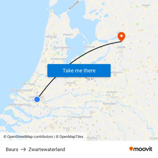 Beurs to Zwartewaterland map