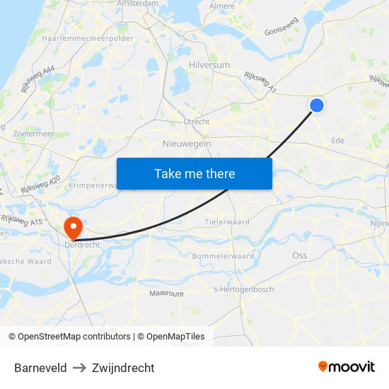 Barneveld to Zwijndrecht map