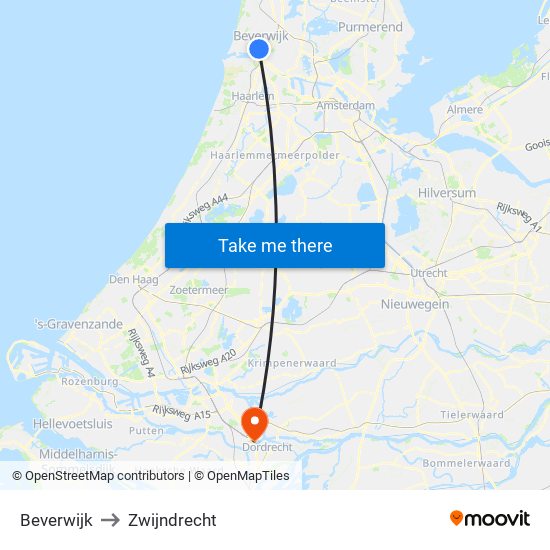 Beverwijk to Zwijndrecht map