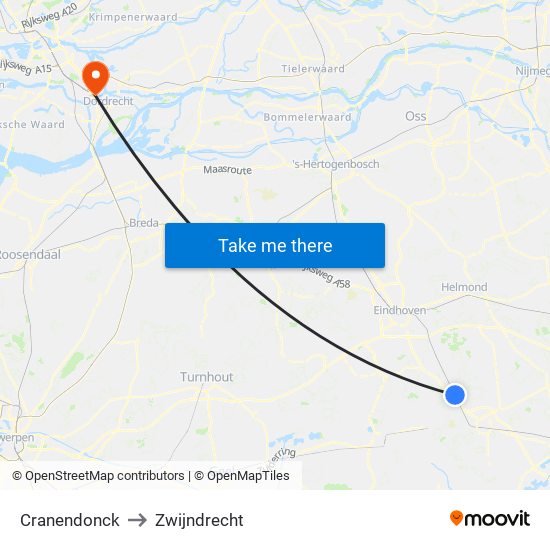 Cranendonck to Zwijndrecht map