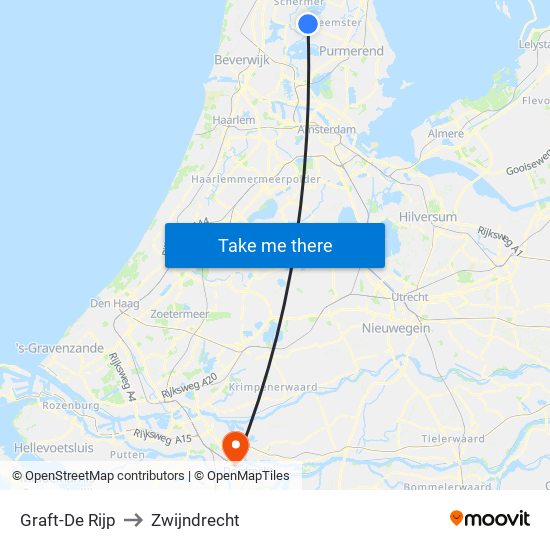 Graft-De Rijp to Zwijndrecht map