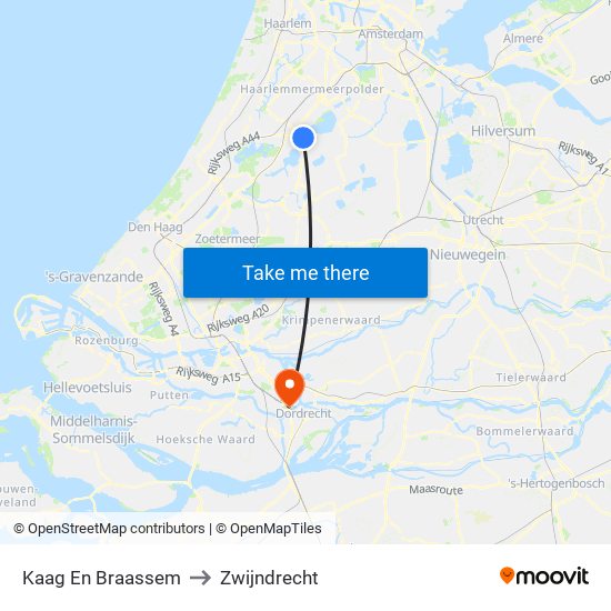 Kaag En Braassem to Zwijndrecht map