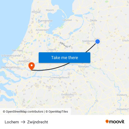 Lochem to Zwijndrecht map