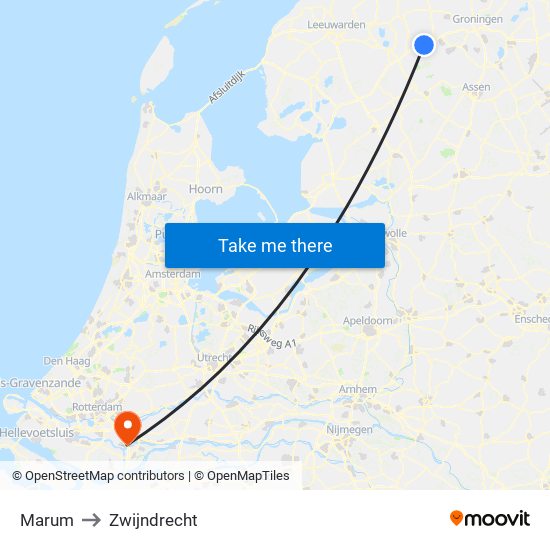 Marum to Zwijndrecht map