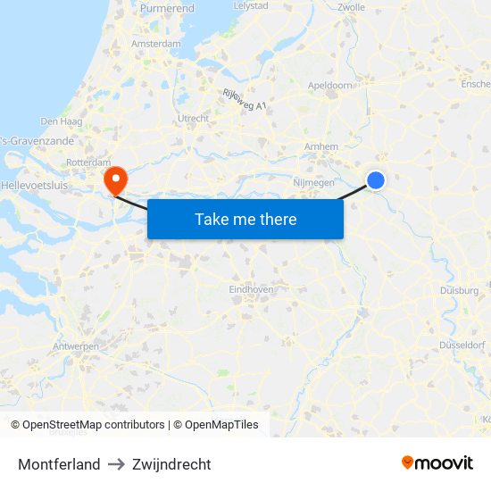 Montferland to Zwijndrecht map